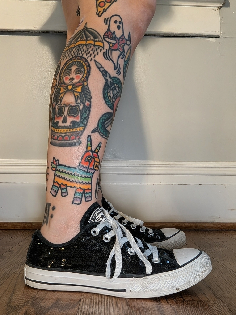 Converse Black Sequin Low-Top Sneakers